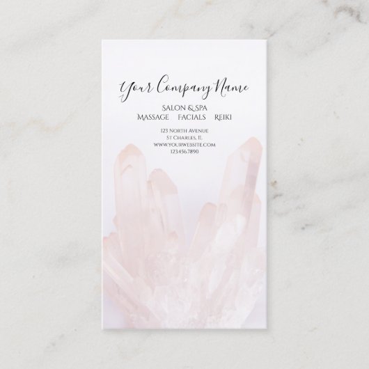 Licht Blush Roze kristallen Salon Spa Visitekaartje (Voorkant)
