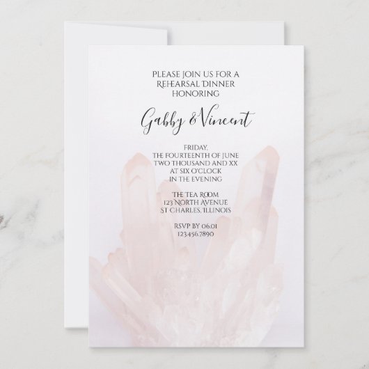 Licht Blush Roze kristallen Weddenverhogend dinal Kaart (Voorkant)