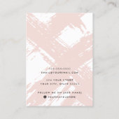 Licht blush roze penseelstreken oorbel display kaa visitekaartje (Achterkant)