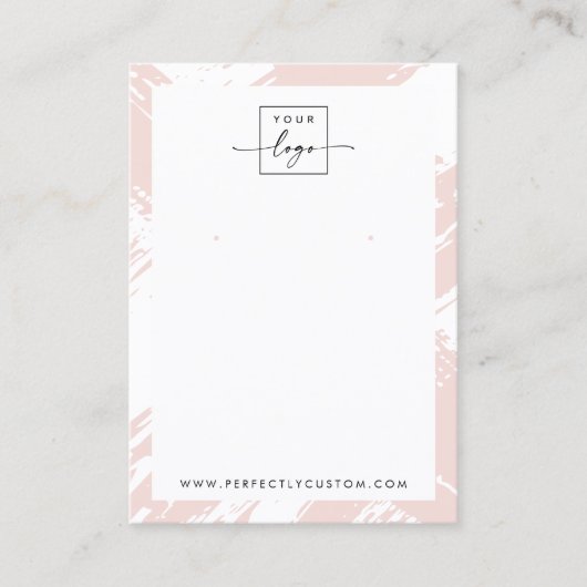 Licht blush roze penseelstreken oorbel display kaa visitekaartje (Voorkant)