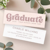 Licht blush roze retro afstuderen student afstuder mini visitekaartje