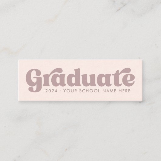 Licht blush roze retro afstuderen student afstuder mini visitekaartje (Voorkant)