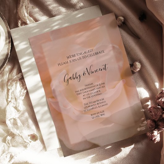 Licht Blush Roze Roze Floral Engagement Party Kaart