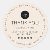 Licht Boho Custom Bedankt Sticker met Logo (Voorkant)