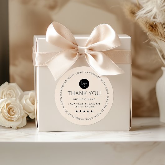 Licht Boho Custom Bedankt Sticker met Logo