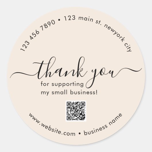 Licht Boho Custom Bedankt Stickers met QR-code (Voorkant)