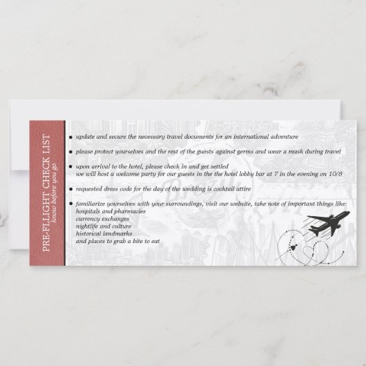 Licht Bourgogne Brazilië Bruiloft Boarding Pass (Achterkant)