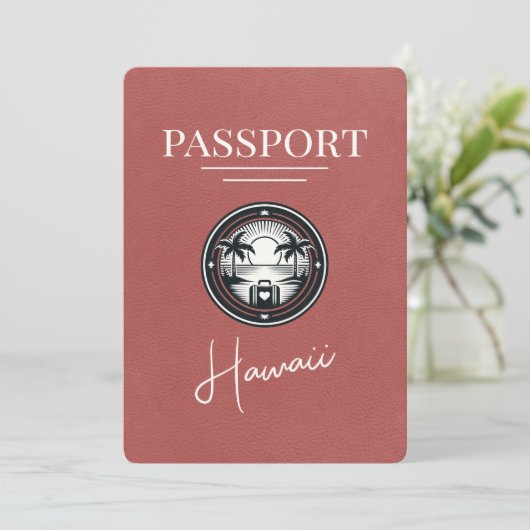 Licht Bourgogne Hawaii Passport Bewaar de datum Save The Date (Staand voorkant)