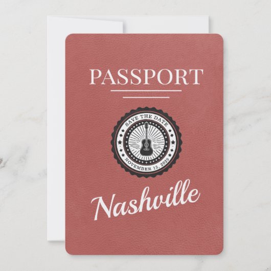 Licht Bourgogne Nashville Passport Bewaar de datum Save The Date (Voorkant)