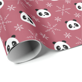 Licht Bourgogne Rood - Schattigee Panda's met Snee Cadeaupapier