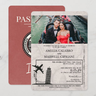 Licht Bourgondië Italië Paspoort bruiloft uitnodig Kaart