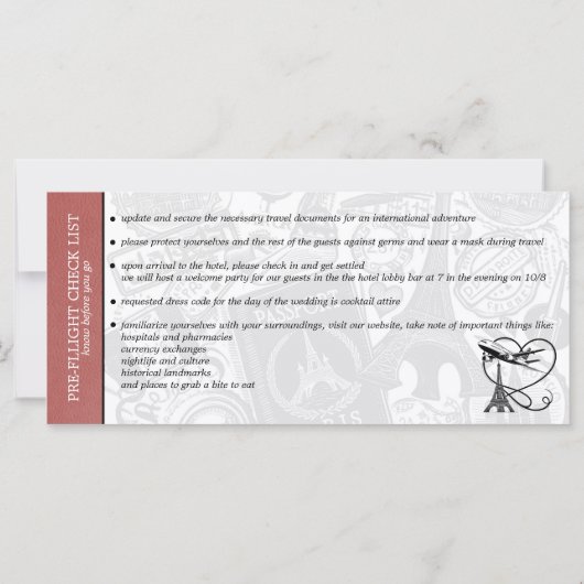 Licht Bourgondië Parijs bruiloft instapkaart (Achterkant)