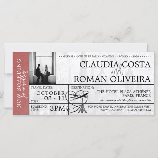 Licht Bourgondië Parijs bruiloft instapkaart (Voorkant)