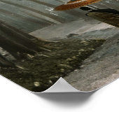 Licht breekt door als monnik de tempeltrap afdaalt poster (Hoek)