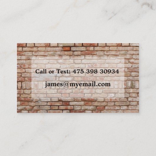 Licht Brick Pattern Wall Masonry Visitekaartje (Achterkant)