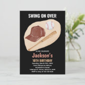 Licht bruin Baseball Birthday-uitnodigingen Kaart (Staand voorkant)