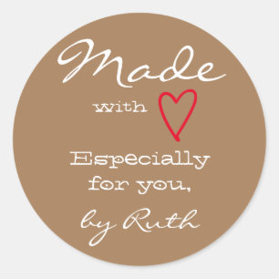 Licht bruin eenvoudige minimalist met liefdeshart ronde sticker