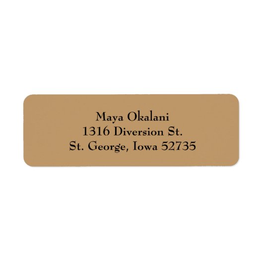 Licht bruin eenvoudige platte-retouradreslabels etiket (Voorkant)