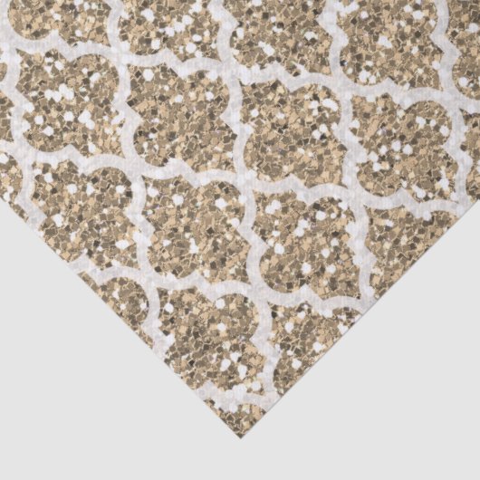 Licht bruin faux glitter quatrefoil tissuepapier (Detail)