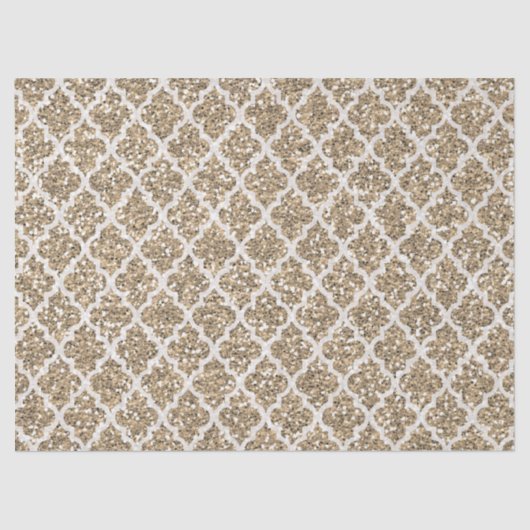 Licht bruin faux glitter quatrefoil tissuepapier (Voorkant)