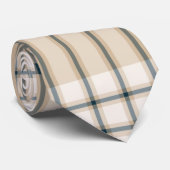 Licht bruin gestript met legant tartan geponste St Stropdas (Opgerold)