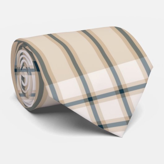 Licht bruin gestript met legant tartan geponste St Stropdas (Opgerold)