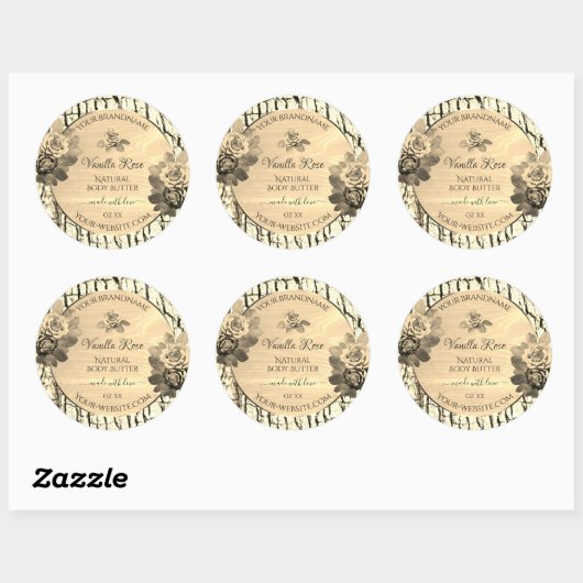 Licht bruin hout graan Sepia Rozen Product Labels (Vel)