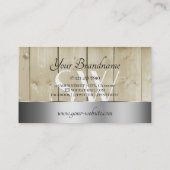 Licht bruin houten korrel look Monogram zilveren d Visitekaartje (Achterkant)