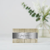 Licht bruin houten korrel look Monogram zilveren d Visitekaartje (Staand voorkant)