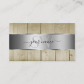 Licht bruin houten korrel look Monogram zilveren d Visitekaartje (Voorkant)