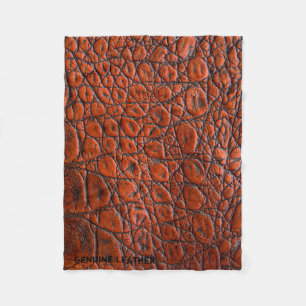 Licht bruin lederen mandje fleece deken