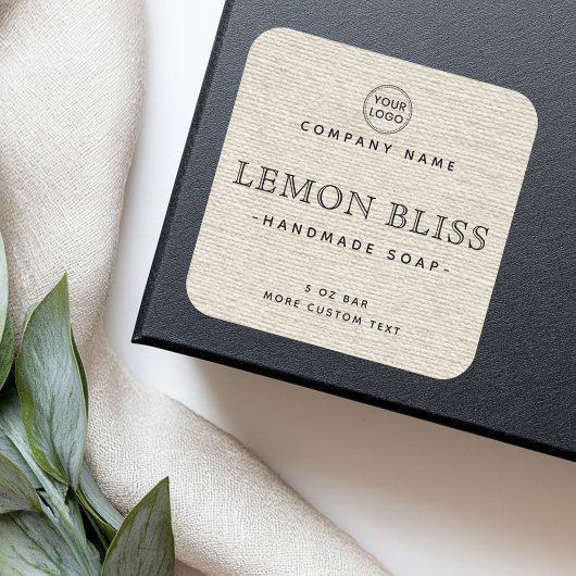 Licht bruin linnenblik op vierkante etiketten