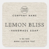 Licht bruin linnenblik op vierkante etiketten (Voorkant)