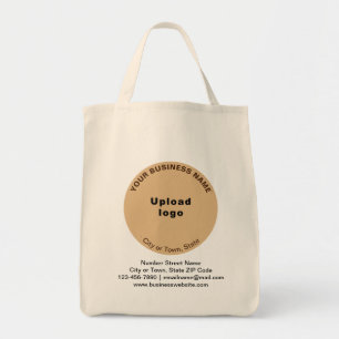 Licht bruin-rond vormig bedrijfsmerk op de markt tote bag