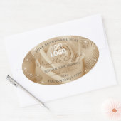 Licht bruin Roos palmbladeren Productlabels Logo Ovale Sticker (Envelop)