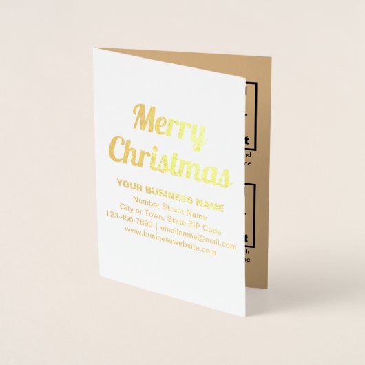 Licht Bruin Zakelijk Merk op Kerst Folie Kaart (Voorkant)