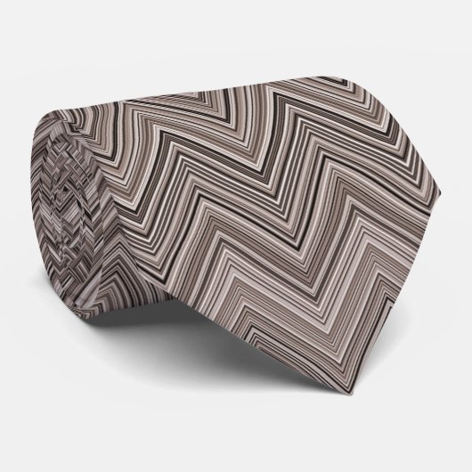 Licht bruin zigzag patroon stropdas (Opgerold)