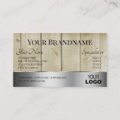 Licht bruine houten korrel Kijk uit met een zilver Visitekaartje (Achterkant)