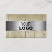 Licht bruine houten korrel Kijk uit met een zilver Visitekaartje (Voorkant)