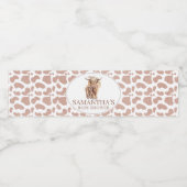 Licht bruine Koe Afdrukknop Koe Baby shower Waterfles Etiket (Enkel label)