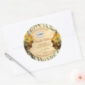 Licht bruine Rozen met houten korrels Logo Ronde Sticker (Envelop)