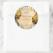 Licht bruine Rozen met houten korrels Logo Ronde Sticker (Tas)