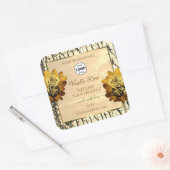Licht bruine Rozen met houten korrels Logo Vierkante Sticker (Envelop)