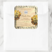 Licht bruine Rozen met houten korrels Logo Vierkante Sticker (Tas)