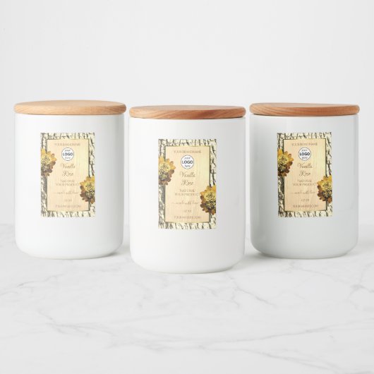 Licht bruine Rozen met houten korrels Logo Voedselcontainer Etiket (Flessen)