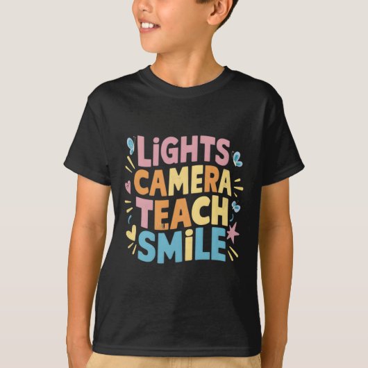 Licht Camera Leer Lach T-shirt Grappig Terug naar (Voorkant)