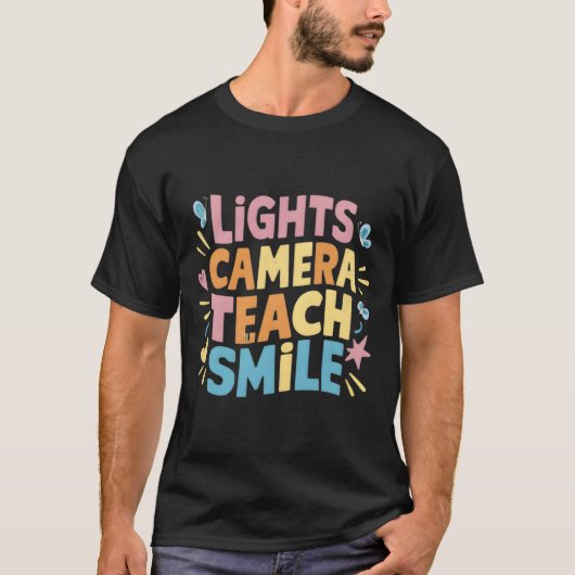 Licht Camera Leer Smile T-shirt Funny terug naar s (Voorkant)