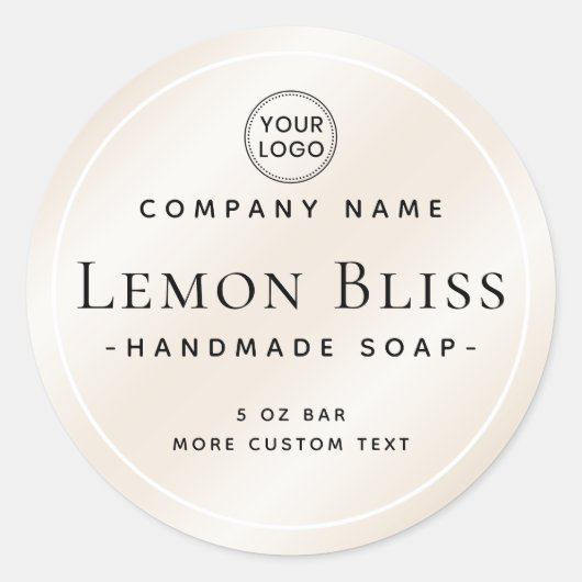 Licht champagne ivoor elegant-ronde etiket (Voorkant)