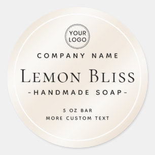 Licht champagne ivoor elegant-ronde etiket