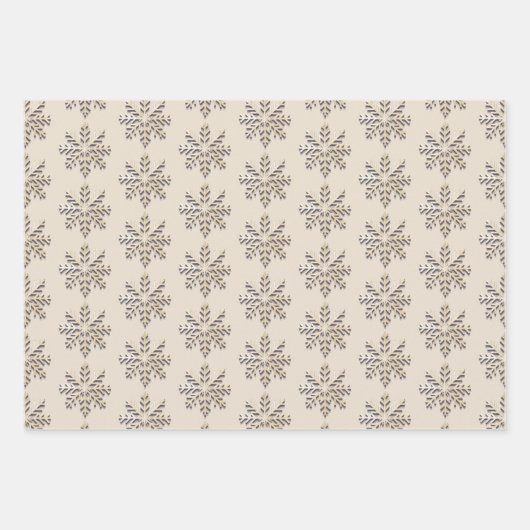 Licht Champagne Sneeuwvlok Wrapping Papier Inpakpapier Vel (Voorkant)